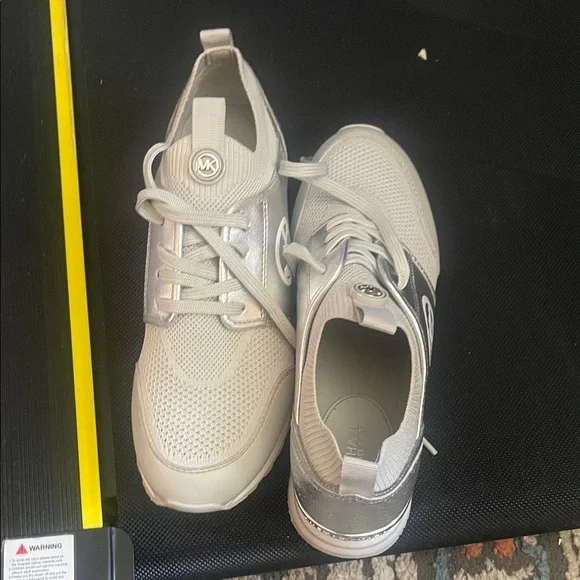 Michael Kors Metallic Silver and White Sneakers - Picture 3 of 3